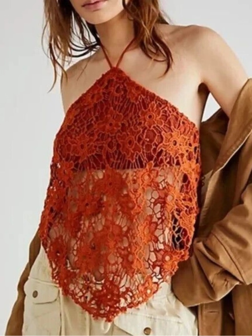 Free People Seychelles Lace Halter Top